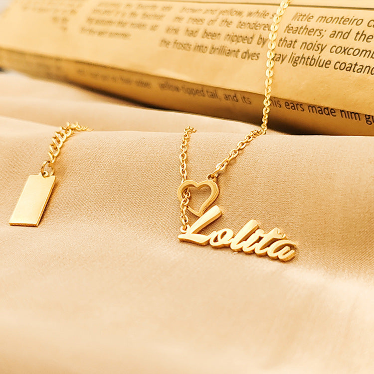 Custom Heart & Name Lariat Necklace