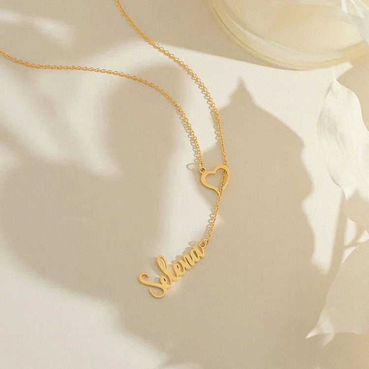 Custom Heart & Name Lariat Necklace