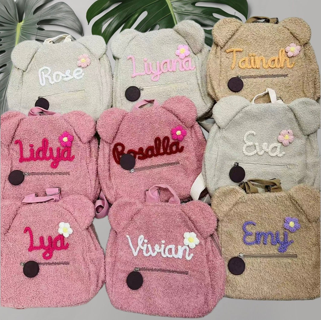 Bear backpack with customizable name