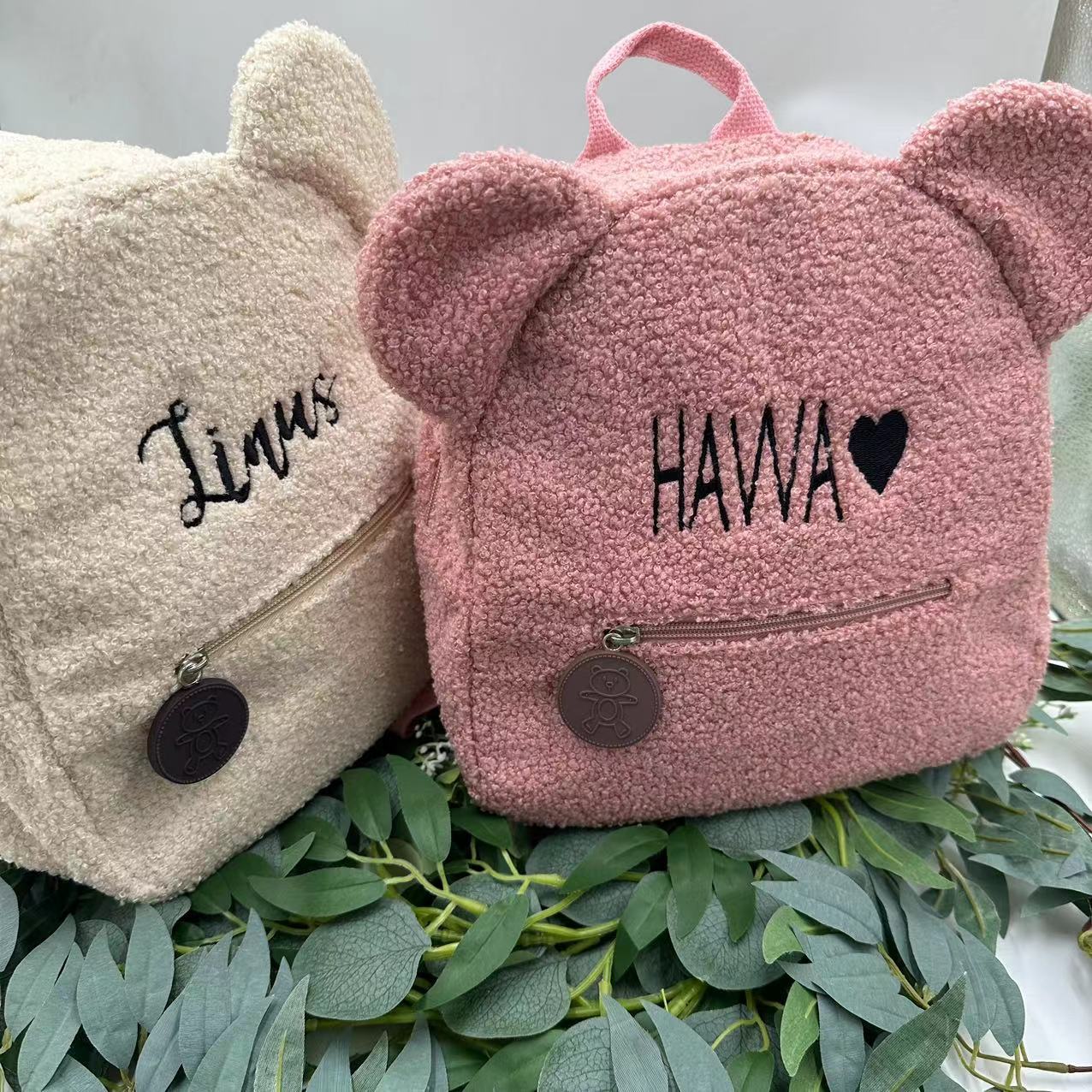 Bear backpack custom name embroidery