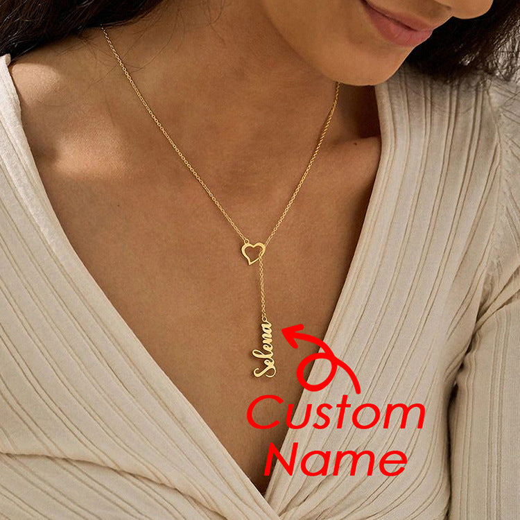 Custom Heart & Name Lariat Necklace