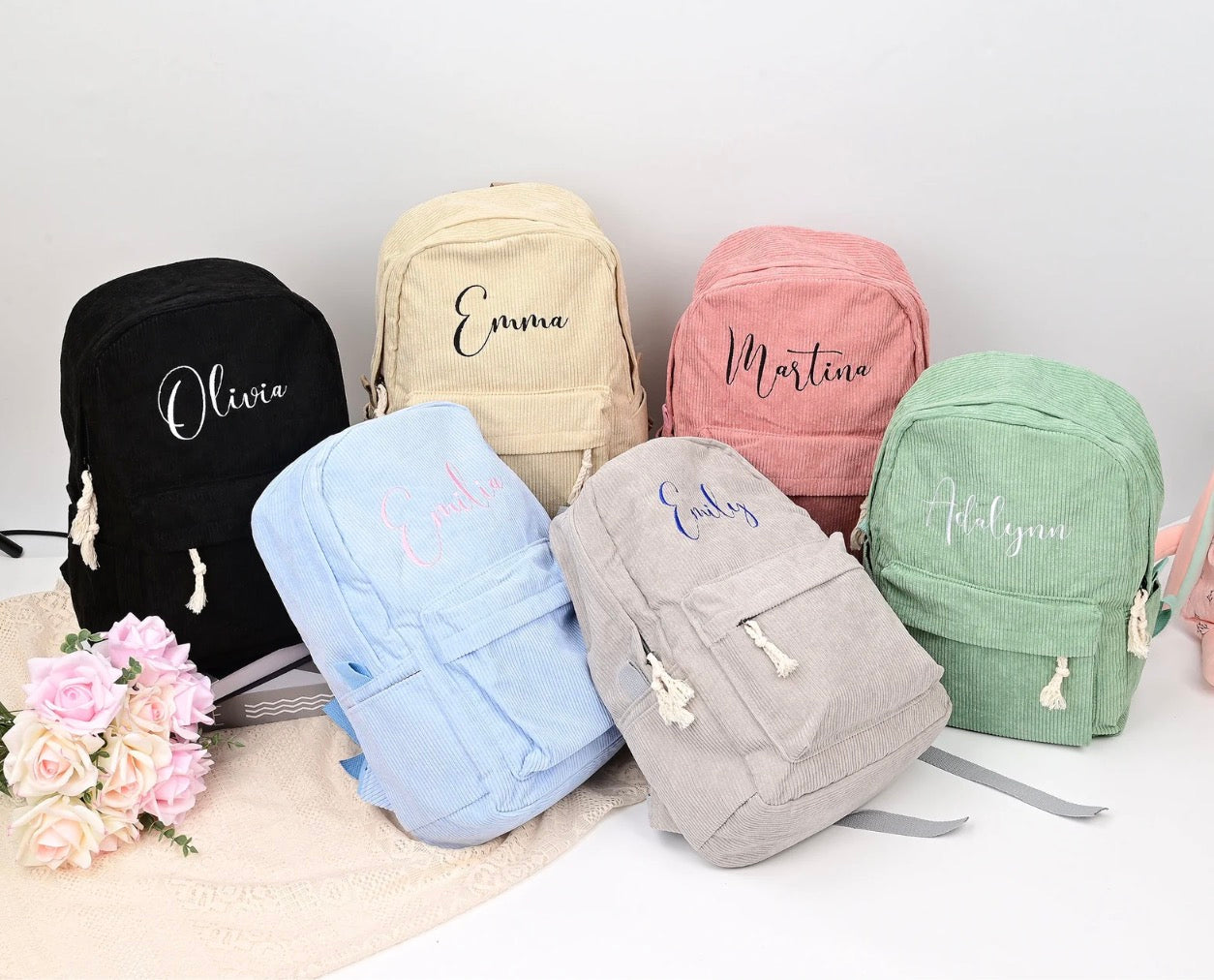 Customized name embroidery backpack