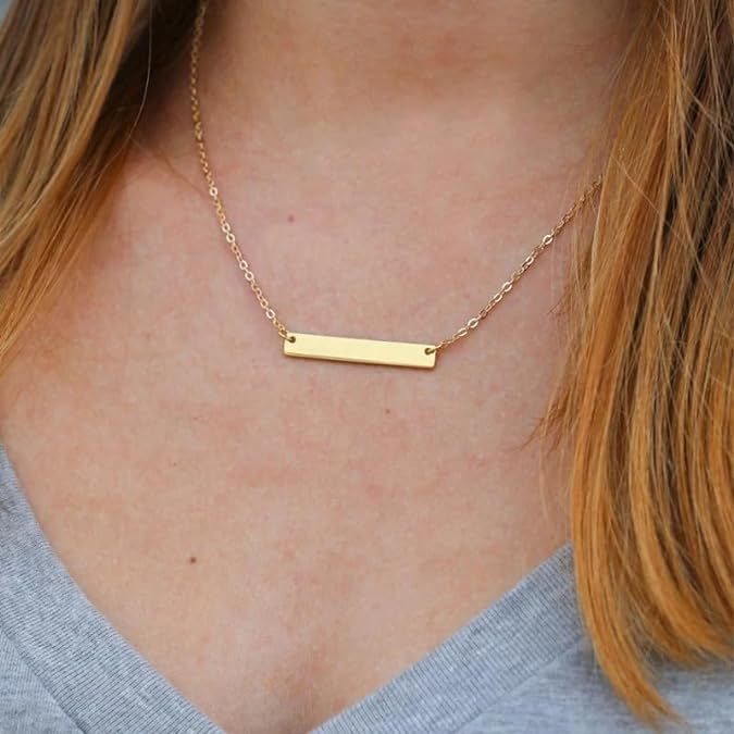 Long Engraved Bar Necklace