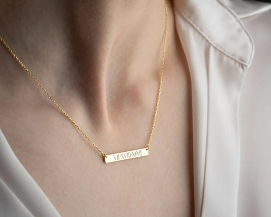 Long Engraved Bar Necklace