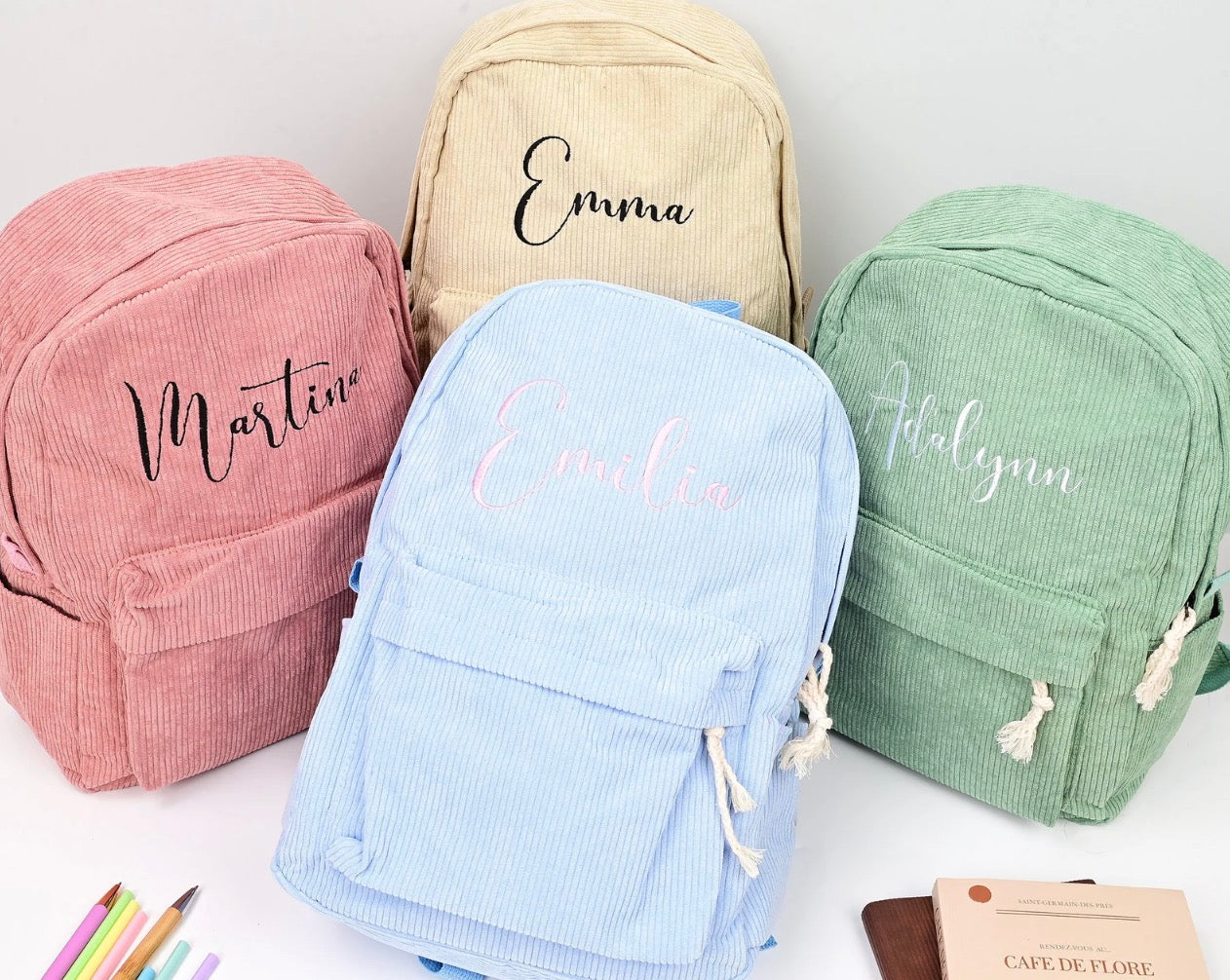 Customized name embroidery backpack