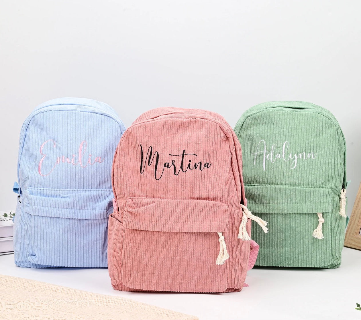 Customized name embroidery backpack