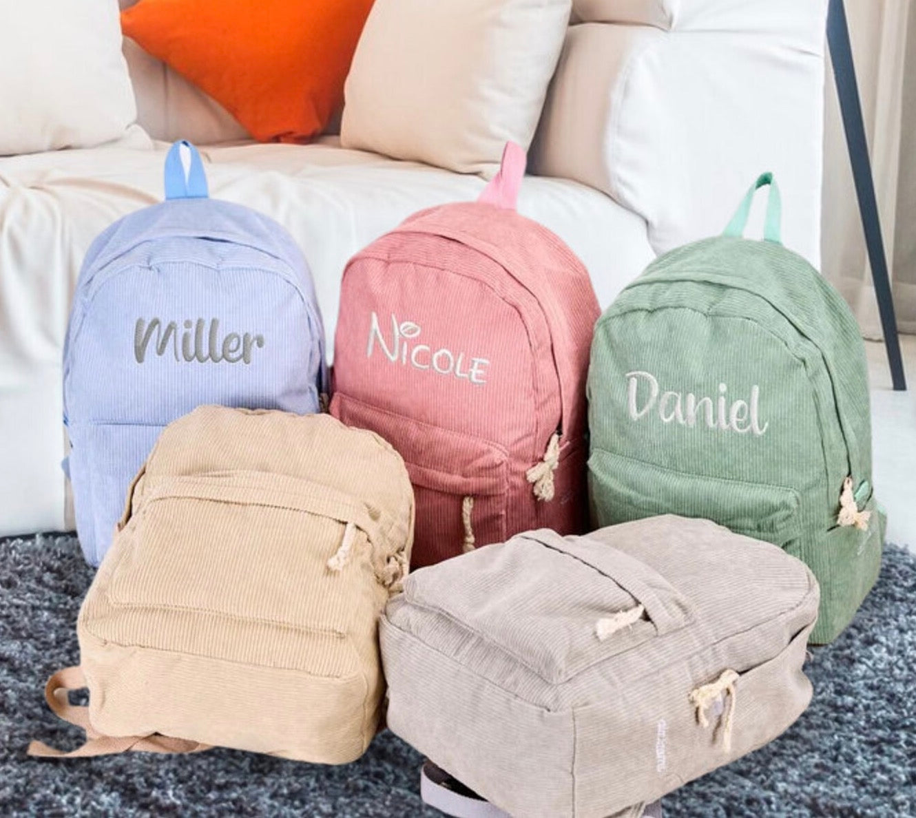 Customized name embroidery backpack