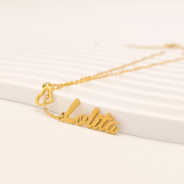 Custom Heart & Name Lariat Necklace